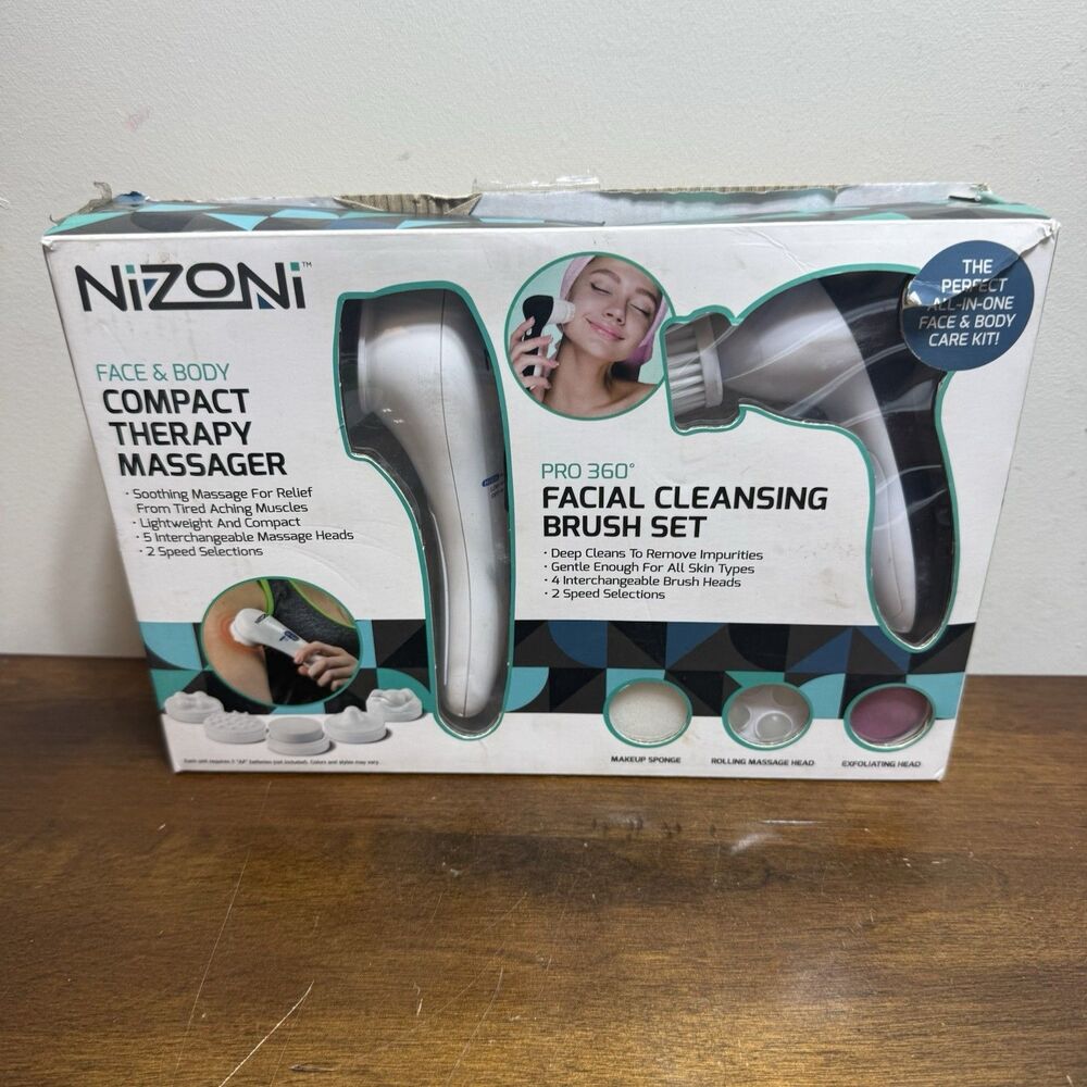 Nizoni Face & Body Compact Therapy Massager Pro 360 Facial Cleansing Brush Set